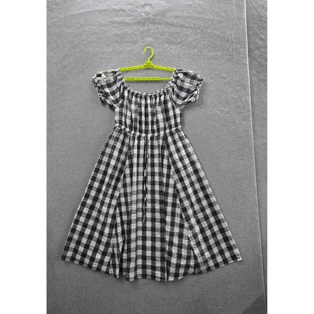Torrid Women Dress 1 Black Plaid Fit & Flare Cottagecore Ruffle Elastic Milkmaid